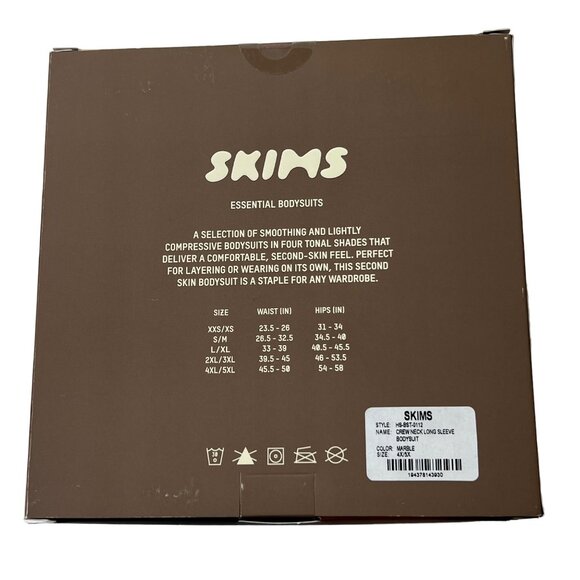 SKIMS Essential Crew Neck Long Sleeve‎ Bodysuit Marble 4X/5X - Picture 9 of 13